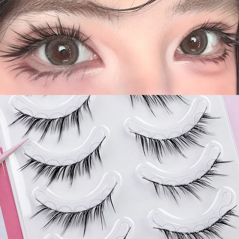 5 أزواج من الرموش الصناعية ذات الشريط الكامل مع شريط أسود ناعم، خالي من الغراء، ذيل ممدود عين الثعلب، قابل لإعادة الاستخدام #1