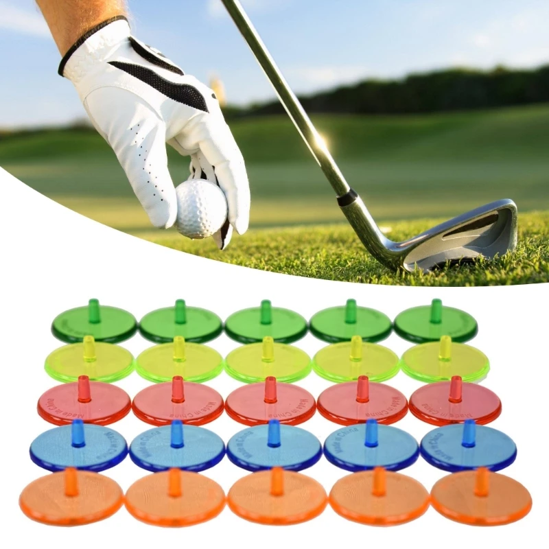 652D 50Pcs 24mm Clear Plastic Flat Golf Balls Markers Golf Balls Position Mark Markers