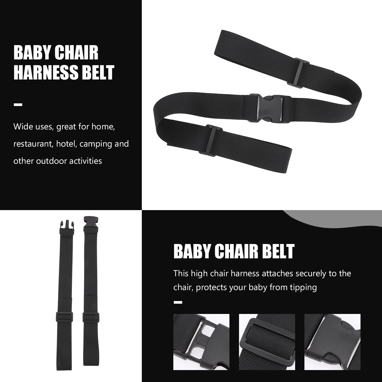 

3pcs Baby Chair Harness 38mm Wide Adjustable Straps High Chair Belt Portable Lightweight Safety Most Chairs Home