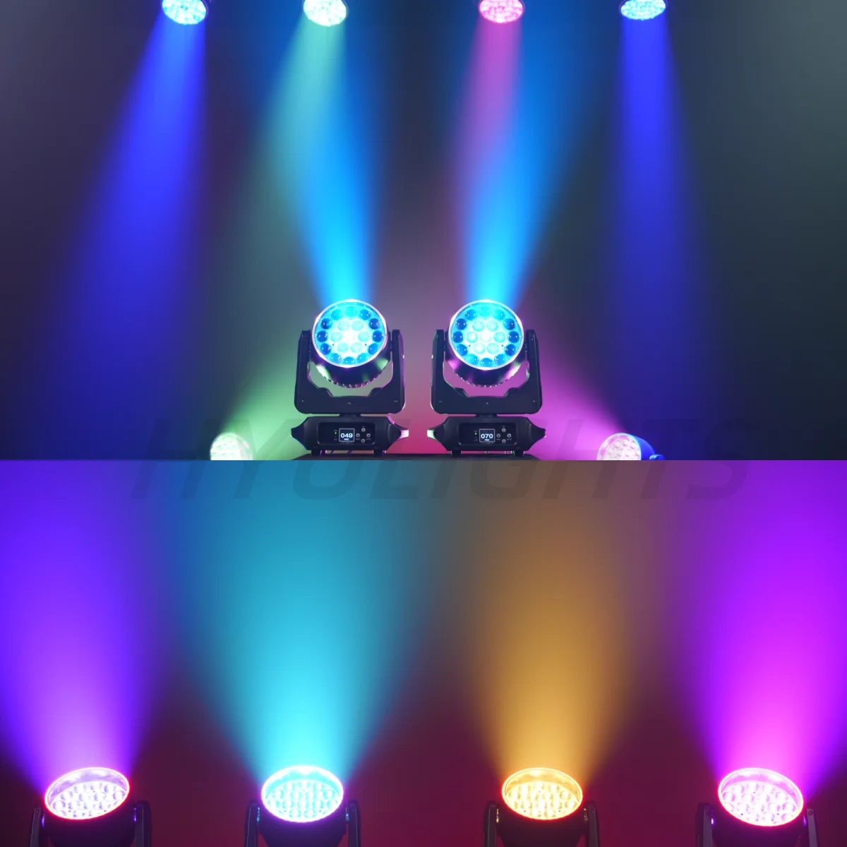 2 Stück LED 19x15W RGBW Halo-Effekt Beam Wash/Zoom Licht Professionelle DJ/Bar LED Bühnenbeleuchtung CTO DMX512 Kreissteuerung Moving Head – Detail 6