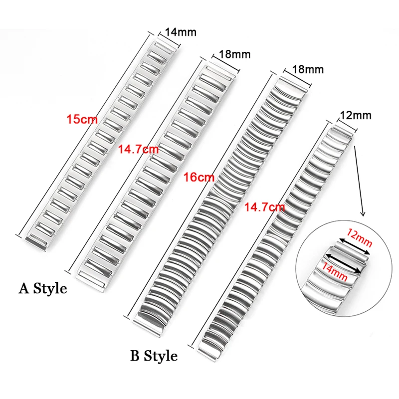 12mm 14mm 18mm Stainless Steel Elastic Stretch Strap Metal Expansion Wristband Universal Strap Accessories Men Women Bracelet