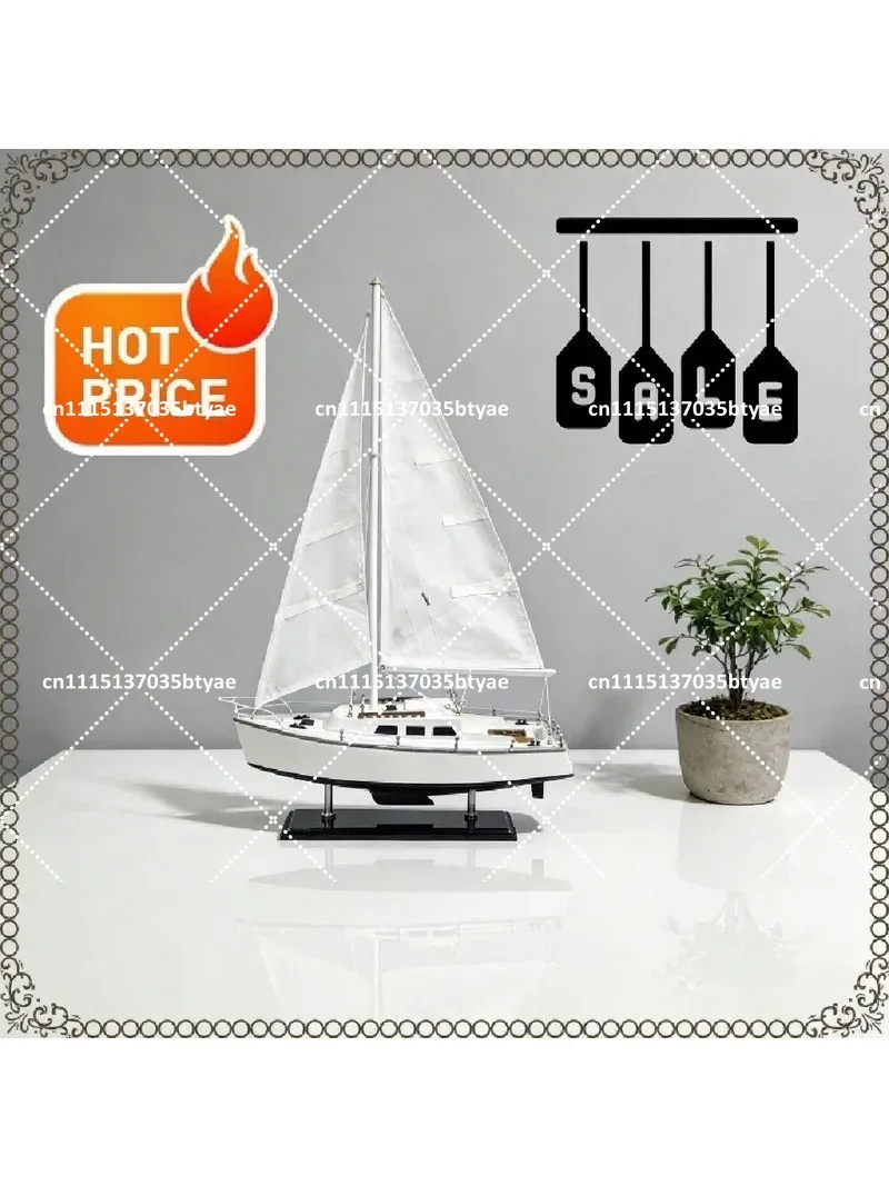 Single Mast Sailboat Model Solid Wood Handcrafted Mediterranean Decor Office Desk Gift