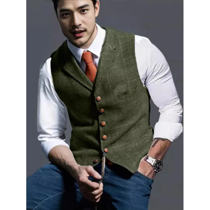 Men's Clothing in Stock Spring and Autumn Men's Casual Plaid Vest Top Multi-Color Optional Single-Breasted Slim Vest Men's Cloth