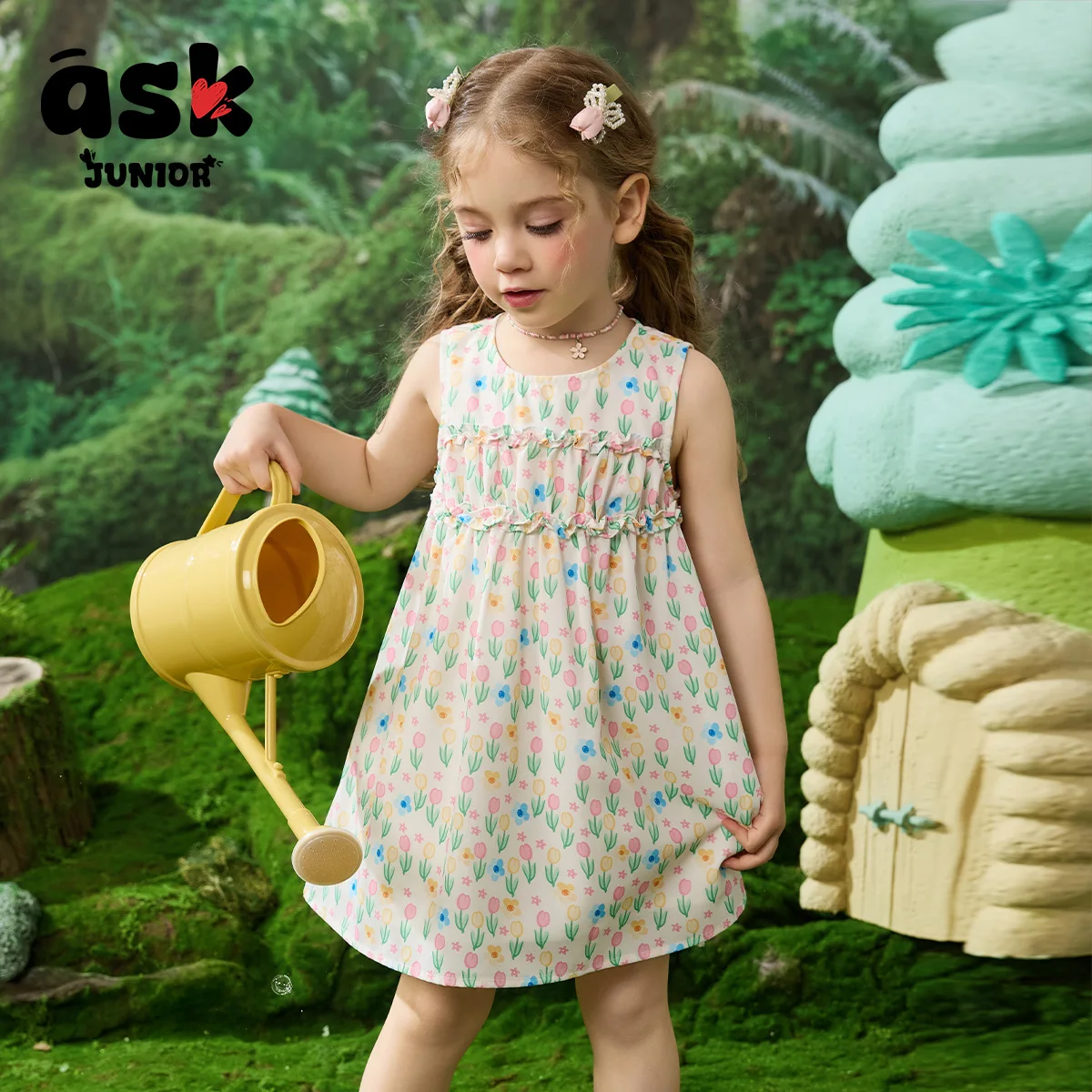 اسأل فستان صيفي طويل بدون أكمام للفتيات الصغيرات