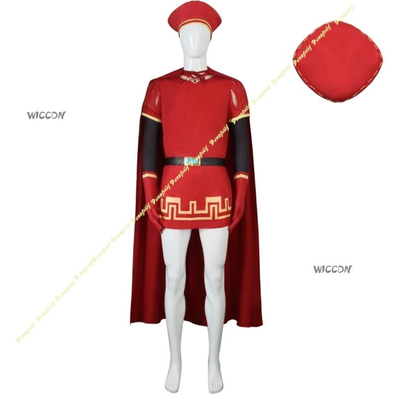 Shrek FILm Anime Cosplay Costume Farquaad Red Wig Cape Suit Glove Boys Men Daily Clothe Hat Cool Belt Sleeve Christmas Halloween