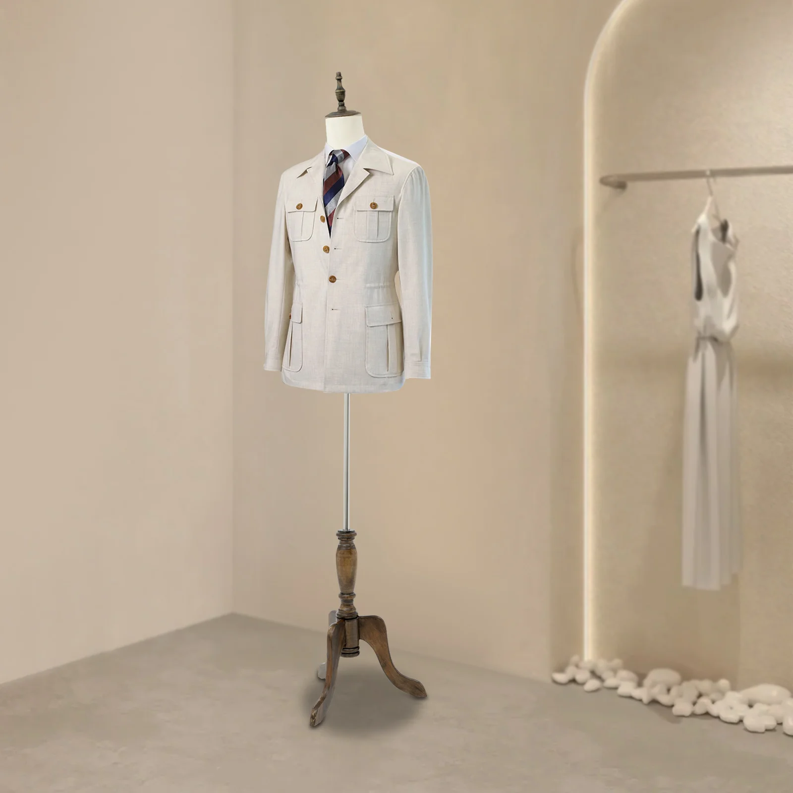 

White Retro Male Mannequin, Male Dress Form, Male Mannequin with Adjustable Height Suitable for Business Suits, Shirts, Jackets
