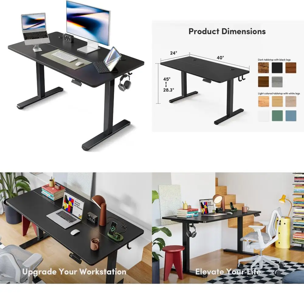 

Height Adjustable Stand-Up Desk, 40 x 24, Sit-Stand Home Office Desk, Computer Desk, Black