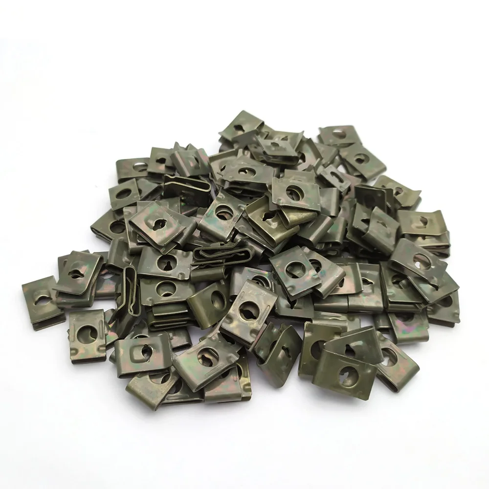 10/20/30/50pcs Car Motorcycle Scooter ATV Moped E-bike Plastic Cover Metal Retainer U-Type Clips ArmyGreen