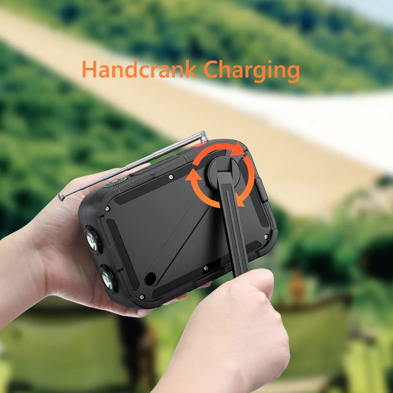 5000mAh Emergency Solar Power Bank Radio USB Charging Hand Crank Radio FM AM WB NOAA Weather Radio with LED Flashlight Powerbank