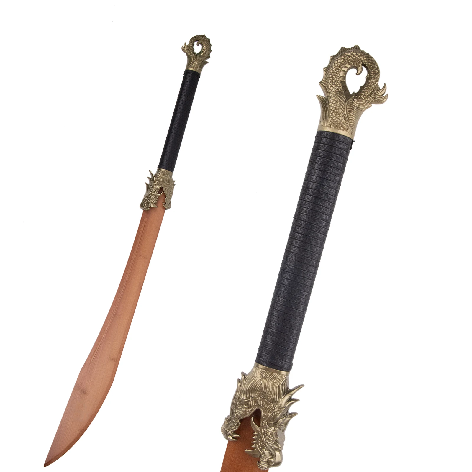 Épée en bois marron noir, machette en bois à la mode, épée Cospaly décorative, béquille de maïs d'halloween, baguette Crosier, jouet 106cm