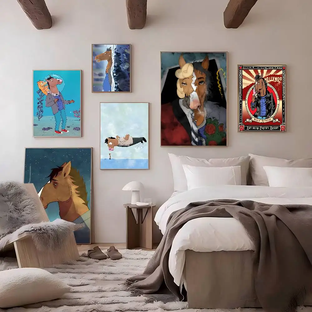 Funny B-BoJack Horsemans Self-adhesive Art Poster Whitepaper Prints Posters Artwork Aesthetic Art Wall Painting