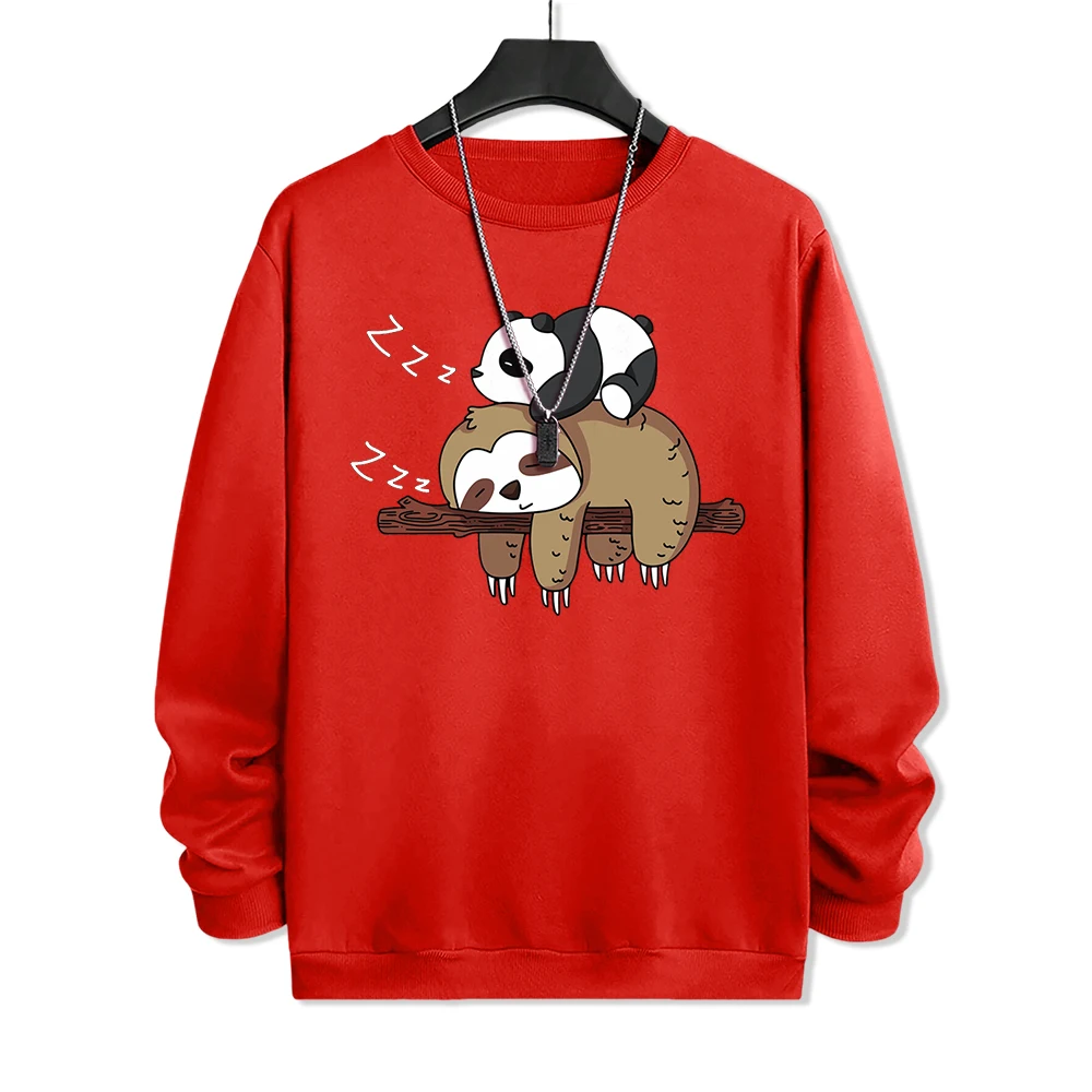 Pandas Sleeping On Sloths Printing Hoody Mens Personality Fashion Sweatshirt Vintage Fleece Hoodie Autumn Casual Men Clothes New