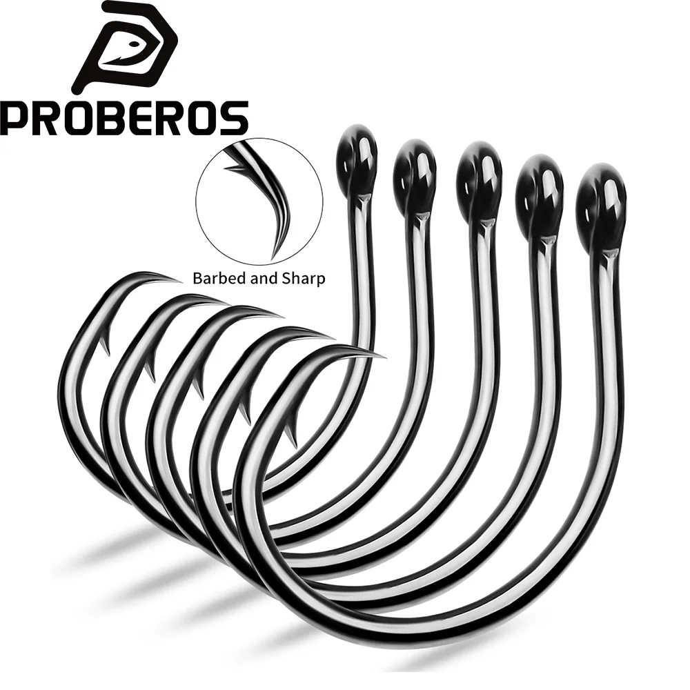 

PROBEROS Anti-rust High Carbon Steel Barbed Hooks 20PCS 1-10 Eagle Beak Fishing Hooks Demon Circle Fish Hook Bass Fishing Tackle
