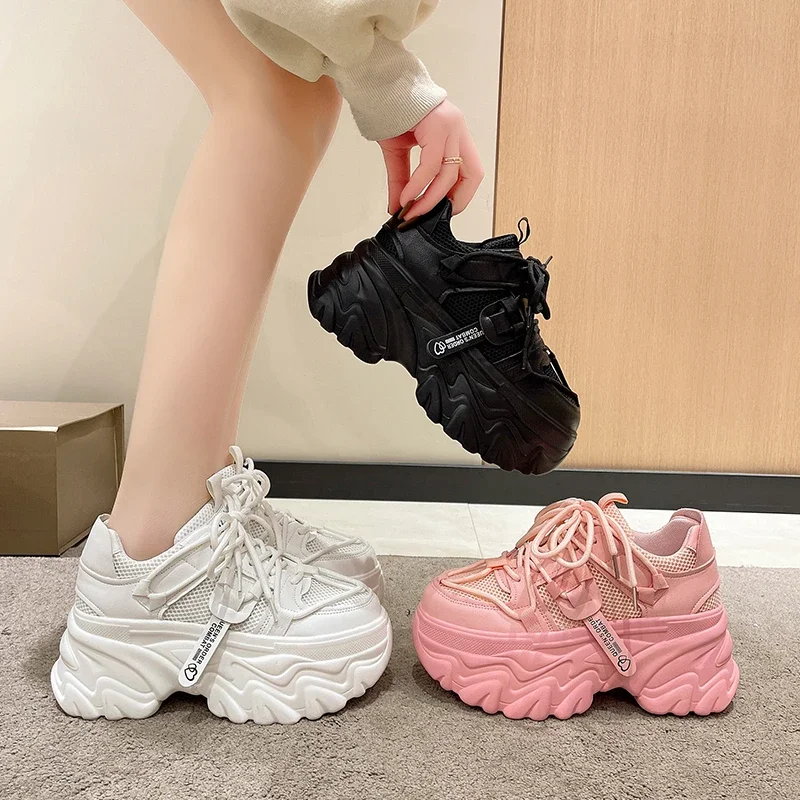 Summer Women's Sneakers New Breathable High Platform Shoes Woman Ladies Vulcanize Casual Chunky Sneakers Zapatillas Mujer 8CM