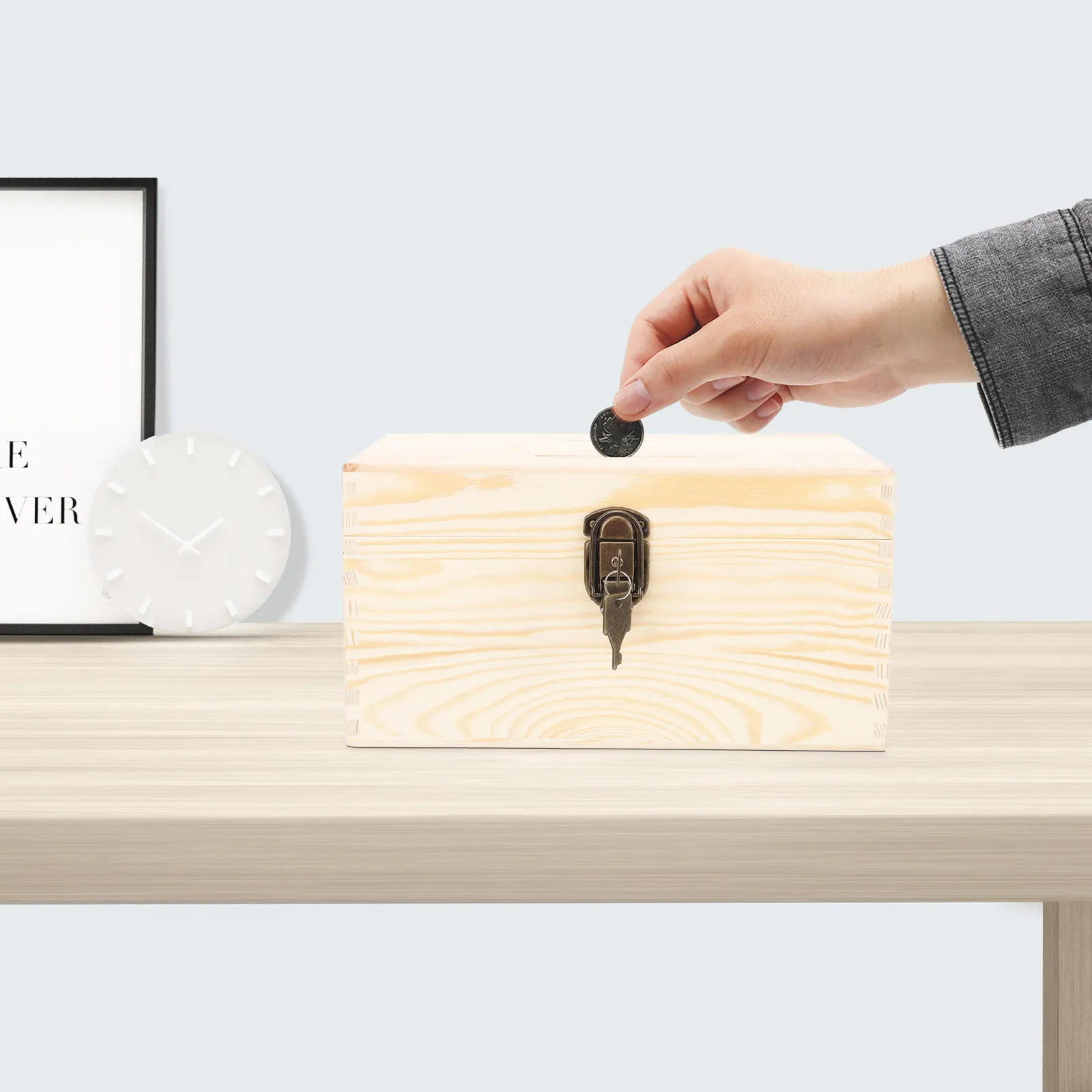 Boîte à dons en bois haut de gamme avec serrure pour collectes de fonds, suggestions, votes, tirages au sort, urnes de vote, bureau, charité