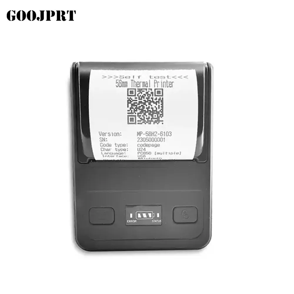 GOOJPRT Portable Mini Thermal Printer 2 inch Wireless USB Receipt Bill Ticket Printer with 58mm Print Paper for Restaurant