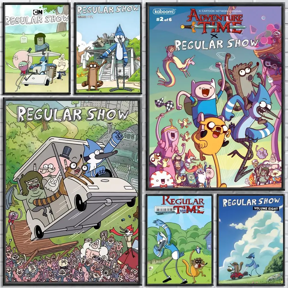 Cartoon Regular Show Poster Self-adhesive Art Waterproof Paper Sticker Coffee House Bar Room Wall Decor