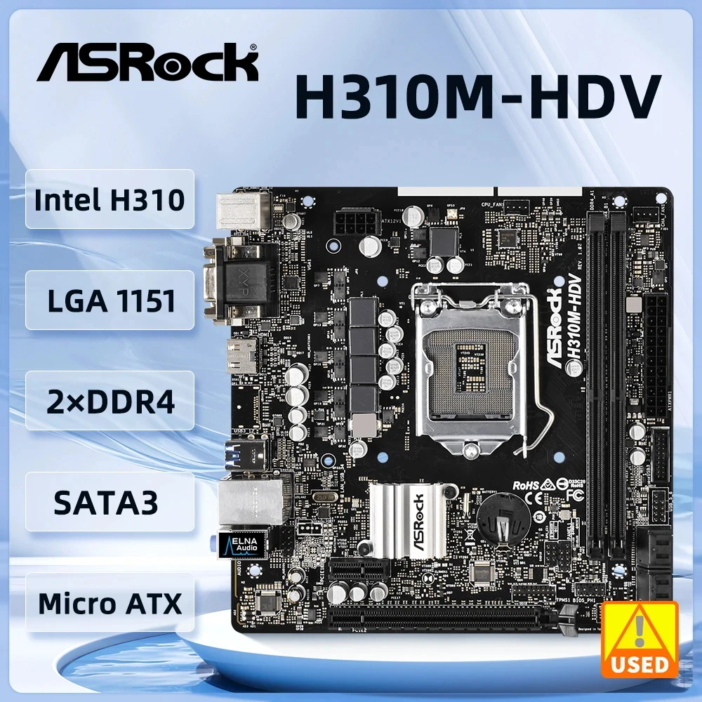 Placa-mãe ASRock H310M-HDV LGA 1151 Intel H310 DDR4 32GB Micro ATX