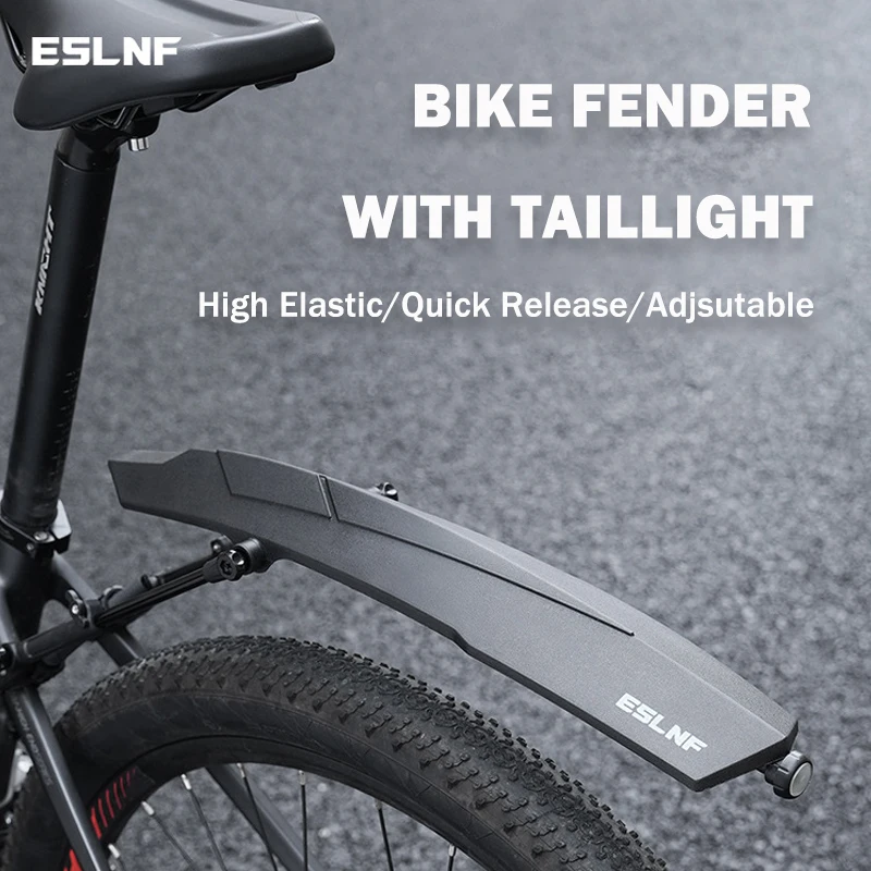 ESLNF Mountain Bike Fender With Light Quick Release Two-Section Adjustable Road Bike Mud Baffle Riding Equipment