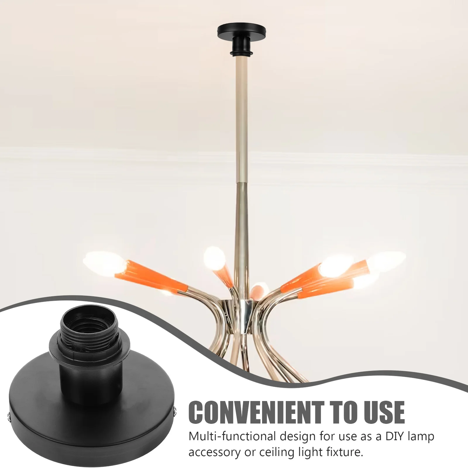 

E27 Lamp Socket Replacement Stylish Ring Design Easy Installation Metal Bulb Holder for DIY and Ceiling Lights