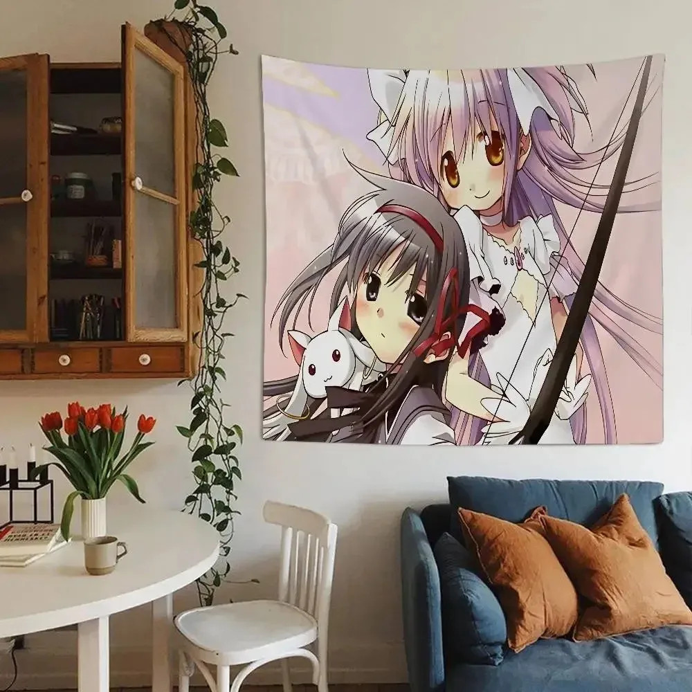 VIKAMA Madoka Magica Wandteppich Kaname Homura Anime Wandbehang Ästhetische Dekoration für Schlafzimmer und Studentenzimmer Geschenk