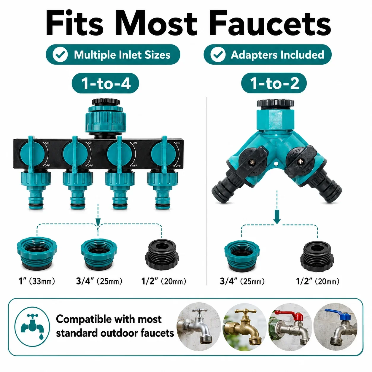 Faucet Connector Garden Accessories Water Distributor 4 Way Watering Supplies Irrigation Fittings Tool Hose Splitter System Home