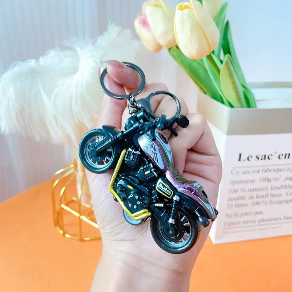 Creative Cool Mini Simulation Motorcycle Keychain Cartoon Key Chain Ring Holder Bag Pendant Model Toy Small Gift for Friend