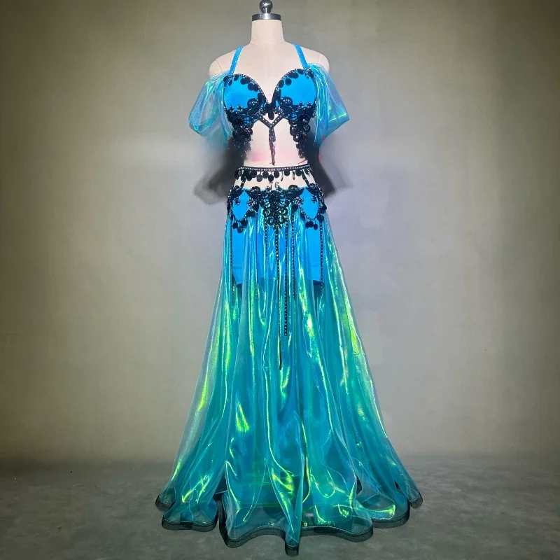 

Belly Dance Performance Costume Set for Women Senior AB Stones Bra+split Skirt 2pcs Customsized Adult Children Bellydance Outfit