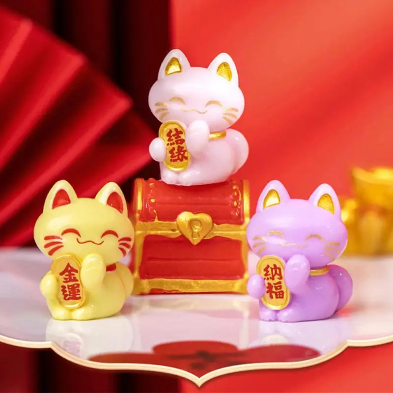 Szczęśliwy kot Feng Shui Maneki Neko kot na szczęście figurka kolekcjonerska fortuna dekoracje kot na szczęście figurka Mini kolekcji Maneki