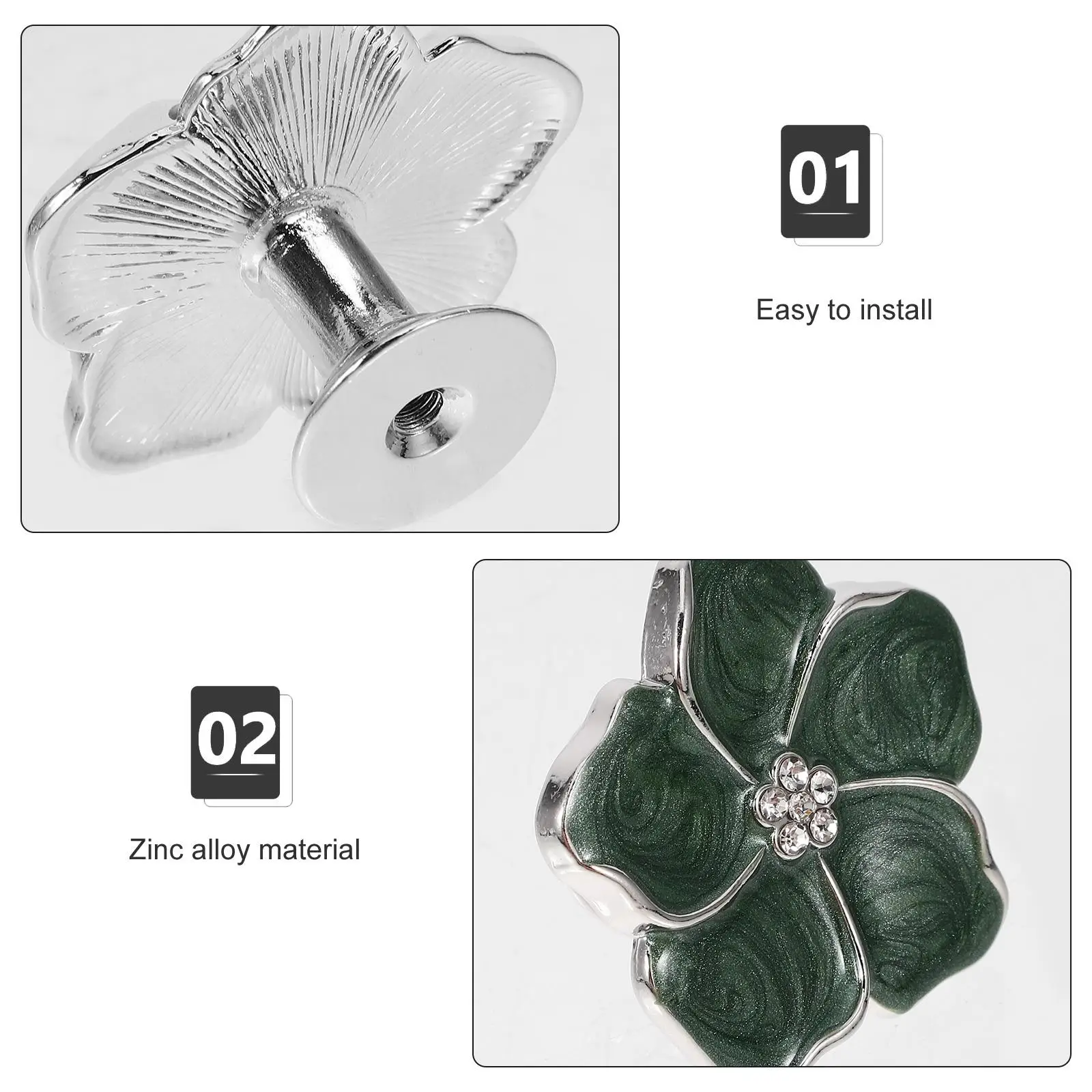 

Zinc Alloy Drawer Knob Green Flower Shape Pull Handle for Cabinet Door Wardrobe Bookcase Furniture Decorative Hardware