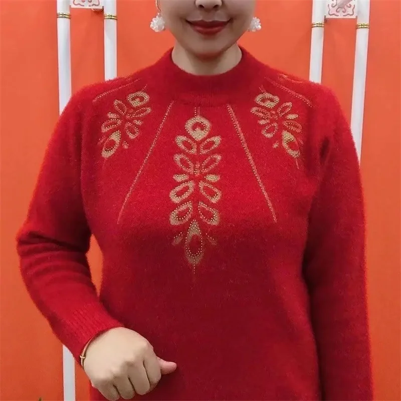 Maglione e Pullover di fascia alta per la madre invernale maglione di velluto di visone imitazione spessa maglione lavorato a maglia da donna elegante Femme top 6XL