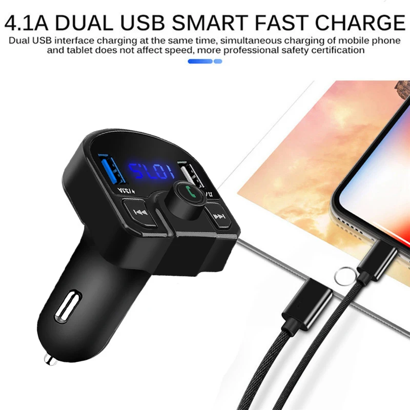 Chargeur de voiture à affichage numérique, port USB pour touristes, adaptateur 2,1 A, double USB de type C pour téléphone portable Samsung, charge rapide, 2023