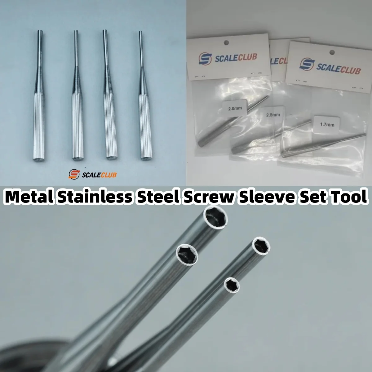 

Stainless Steel Screw Sleeve Set Metal Tool 1.5/2.0/2.5/3.0/4.0mm For Tamiya Lesu For Man Actros Scania Volvo Car Parts