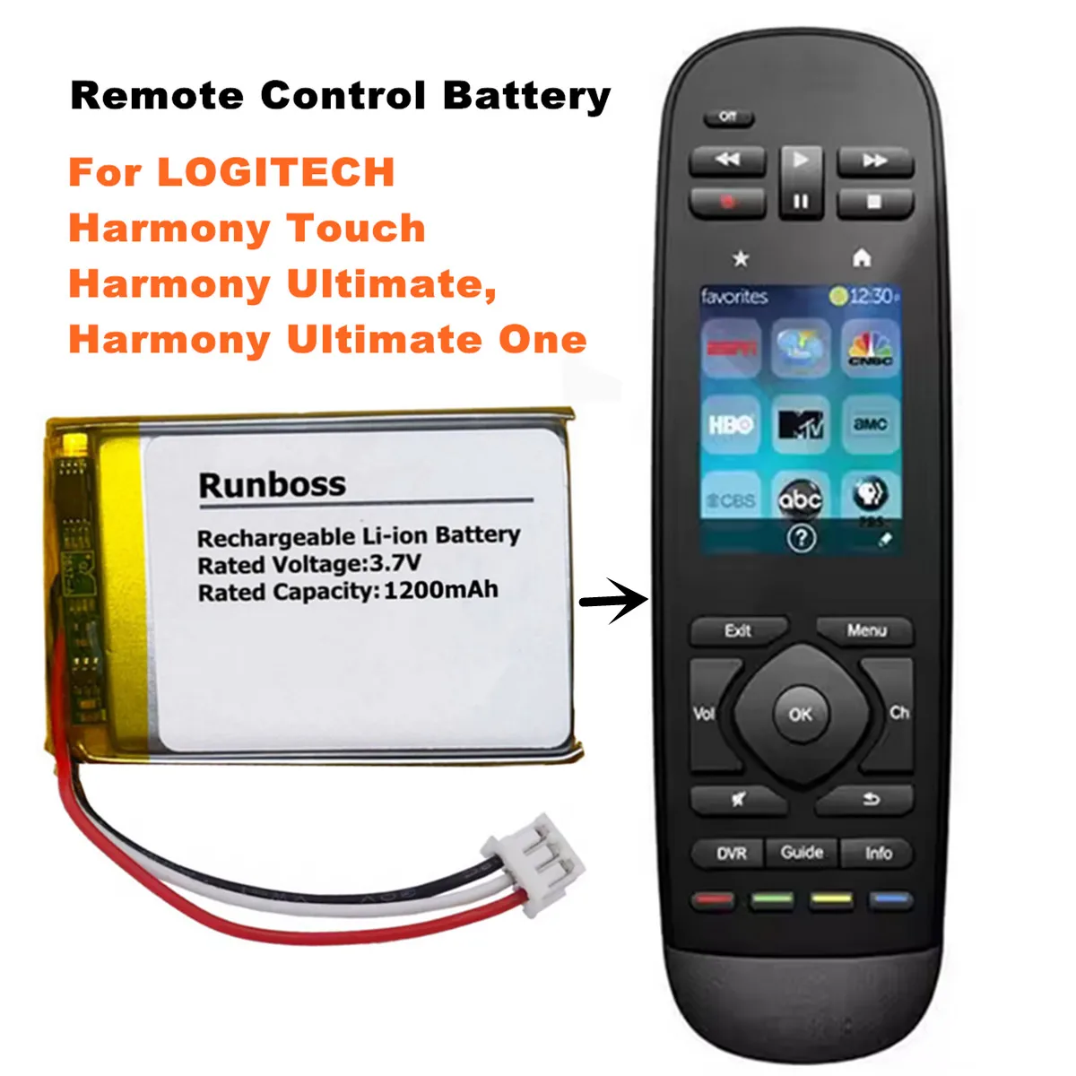 1200mAh Remote Control Battery for LOGITECH 915-000198,Harmony Touch,Harmony Ultimate, Harmony Ultimate One