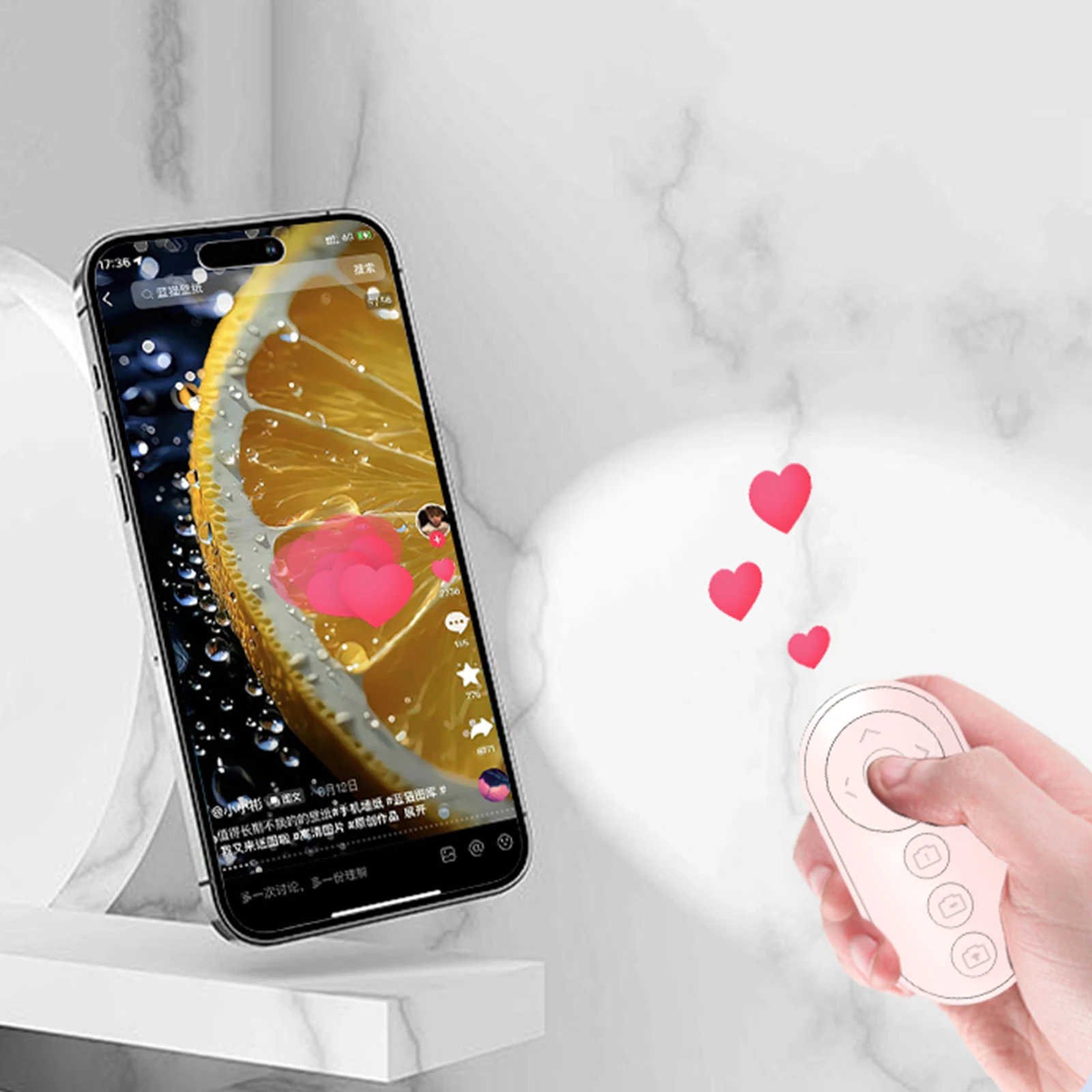 Wireless Camera Remote Control with Zoom Smartphone Remote Clicker Page Turner Clicker for Photo and Vlogging