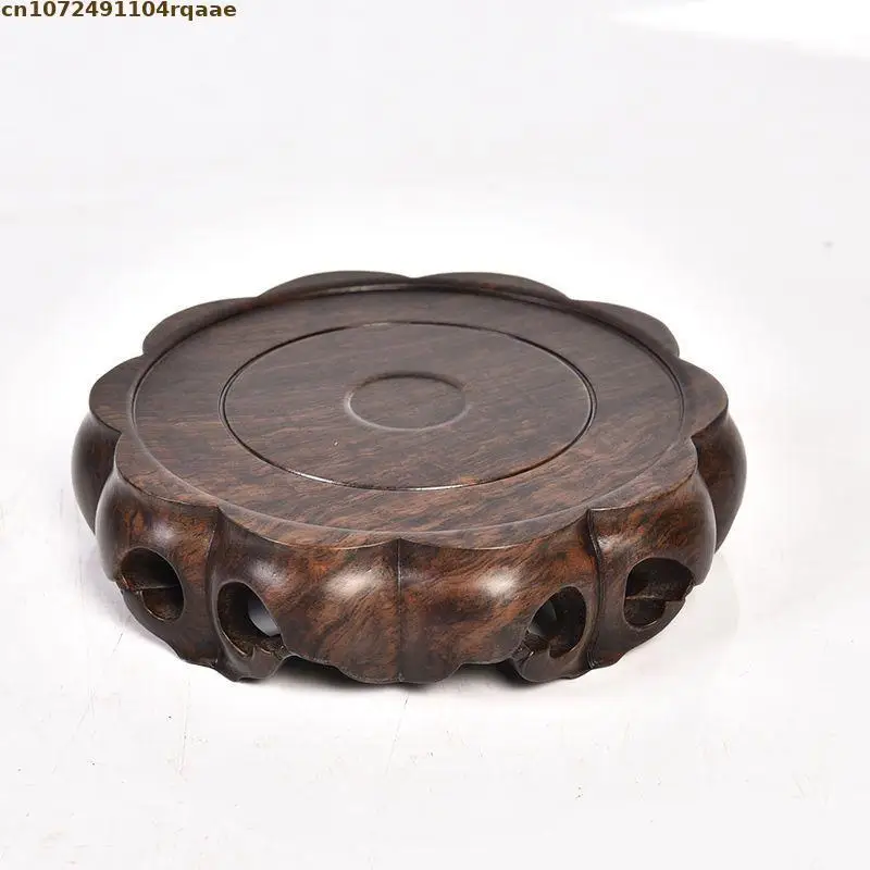 Runde Ornamentbasis aus Ebenholz, geschnitzter Präsentationsständer für Vase, Teekanne, Kristallkugel, Pflanzentopf, Desktop-Deko-Sockel für Zuhause. – Detail 7