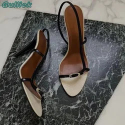 Slingback Strappy Open Toe Sandals Metal Stylish Stiletto High Heels Buckle Strap Sexy 2024 Women Luxury Summer New Tends