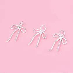 S925 Sterling silver Bow Pendant Handmade diy earrings Pendant Earrings Pendant Accessories Pearl Bracelet Pendant