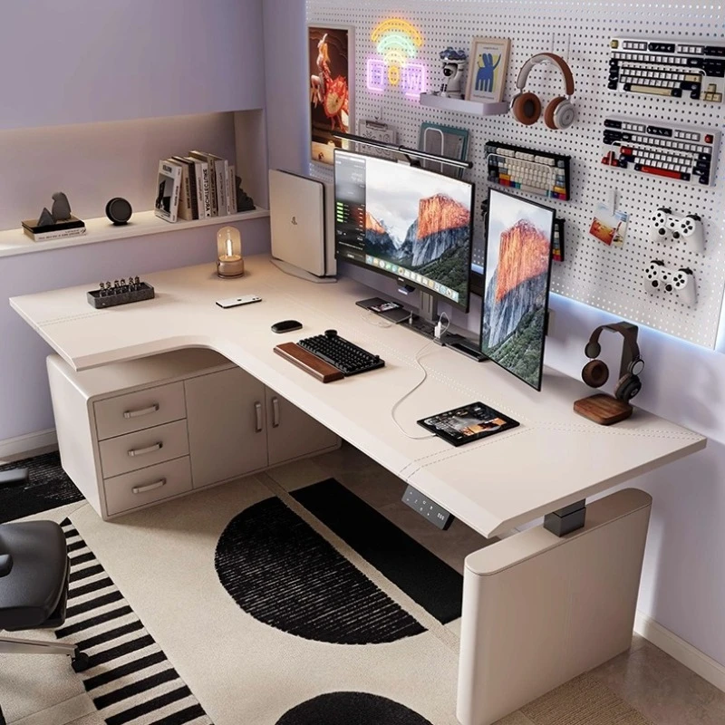 

Nordic Creative Electric Lift Desk Modern Luxury Living Room Computer Desk Smart Height-Adjustable Office Furniture Pbtfans FYCD