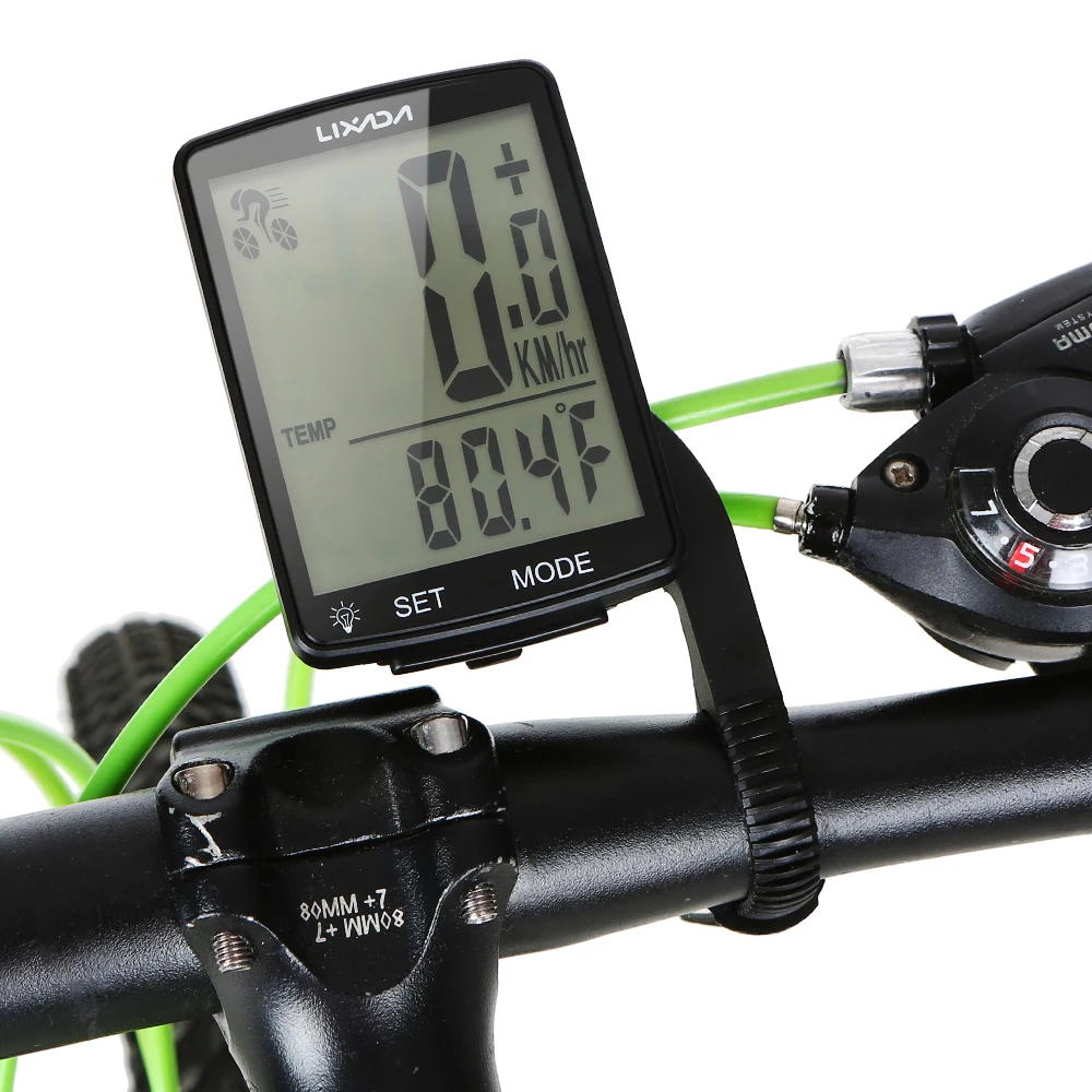 LIXADA Wireless Bike Computer LCD Screen MTB Speedometer Odometer IPX6 Waterproof Cycle Measurable Temperature Stopwatch 2024