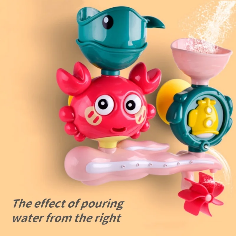 Playful Crab & Fish Water Wheel Bath Toy - Suction Base for Easy Attachment, Ideal for Fun & Educational Bath Time, Fun Bath Toy