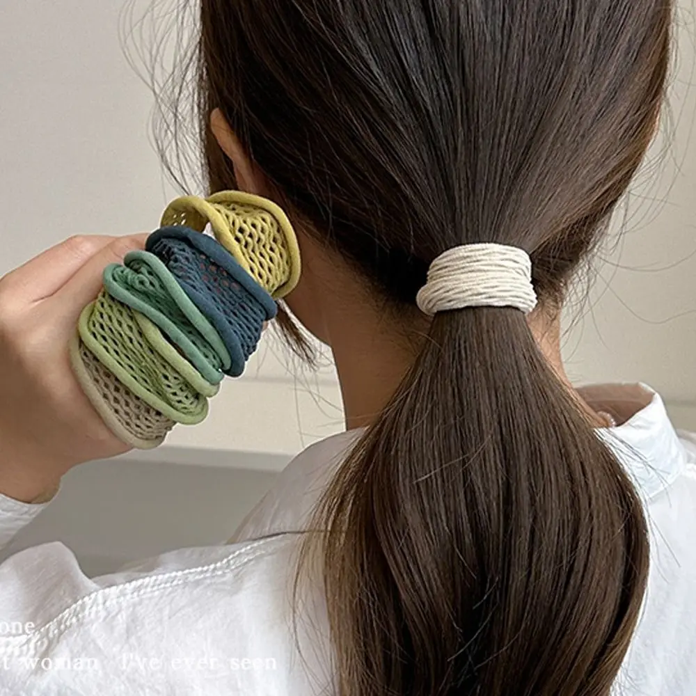 

6 шт. модных эластичных резинок для волос с вырезами, широкие резинки-пружинки для волос, простые резинки для хвоста для женщин и девушек
