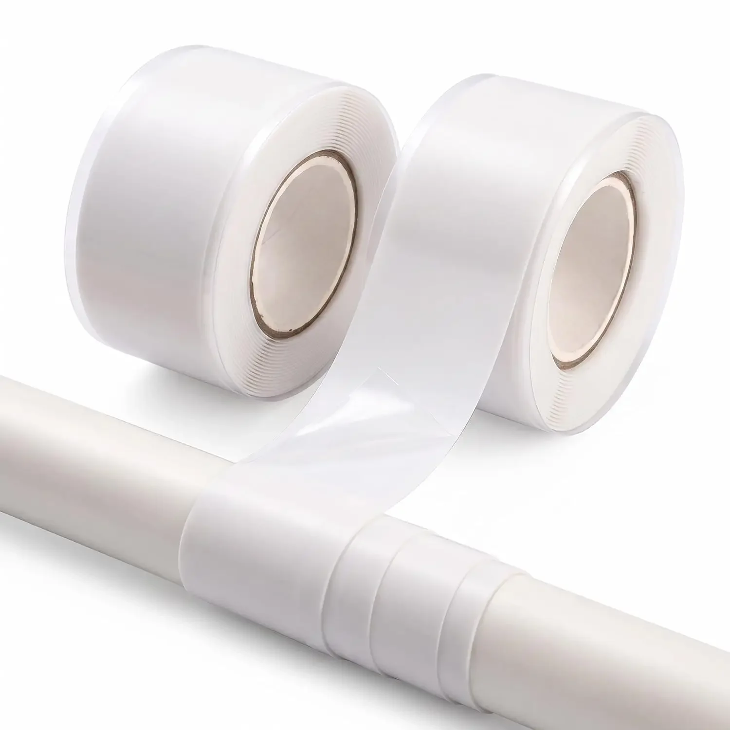 White Self Fusing Silicone Tape 2 Rolls Plumbers Tape,Garden Hose Repair Tape, Emergency Plumbing Repair, Pipe Insulation