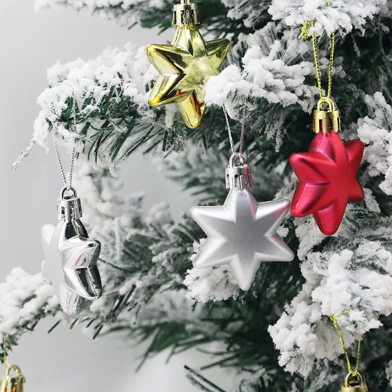 

(12 Pcs/pack) 5cm Christmas Pendant Star Xtmas Tree Ball Pendant Electroplated Plastic Matte Mixed Decoration Accessory Party