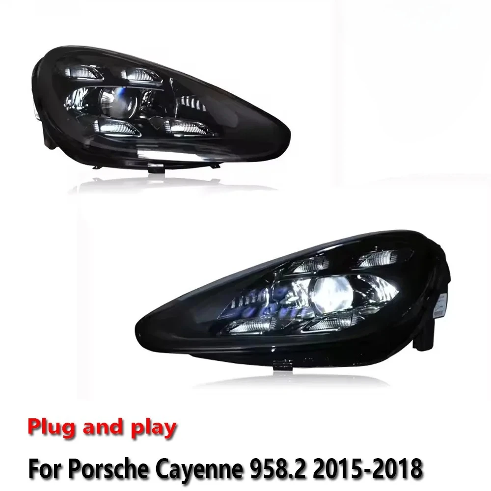 

Светодиодные фары для Porsche Cayenne 958.2 2015-2018 с ДХО, стоп-сигналом и указателем поворота, установка Plug and Play