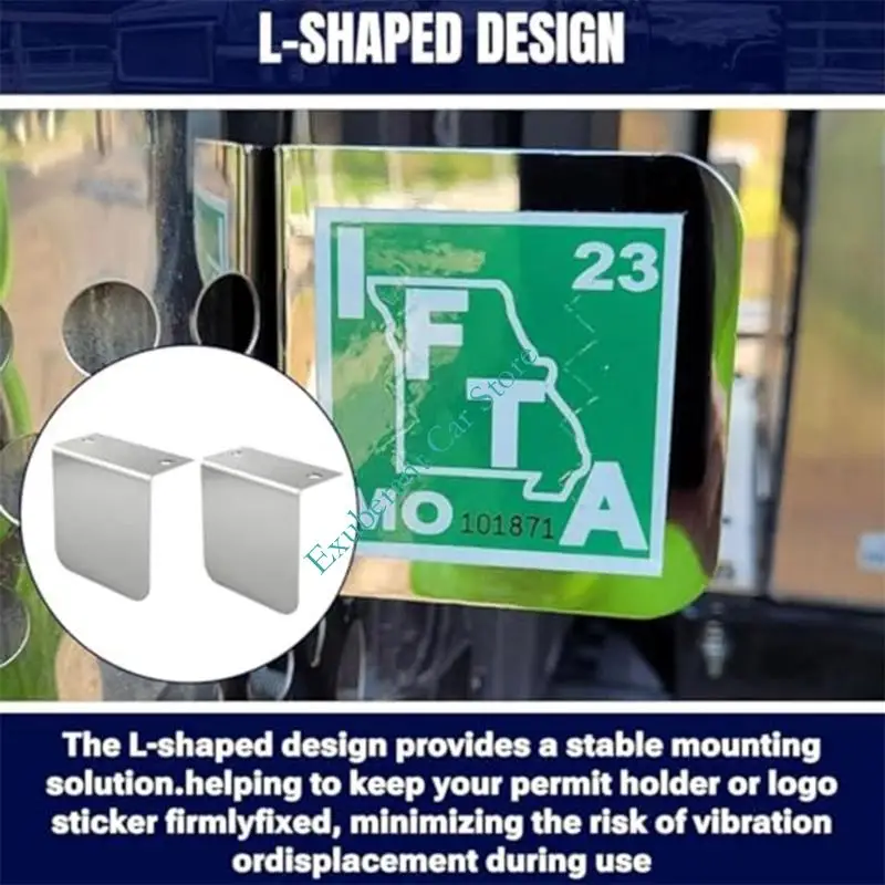 Metal Permit Sticker Display Holder Bracket for Trucks 2 Pack, Silver Placard Mount with Two Hole Structure for Fleet and