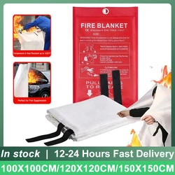 100-150cm Fire Blanket Fiberglass Fire Flame Retardant Emergency Survival Safety Cover Fire Emergency Blanket White Fire Shelter