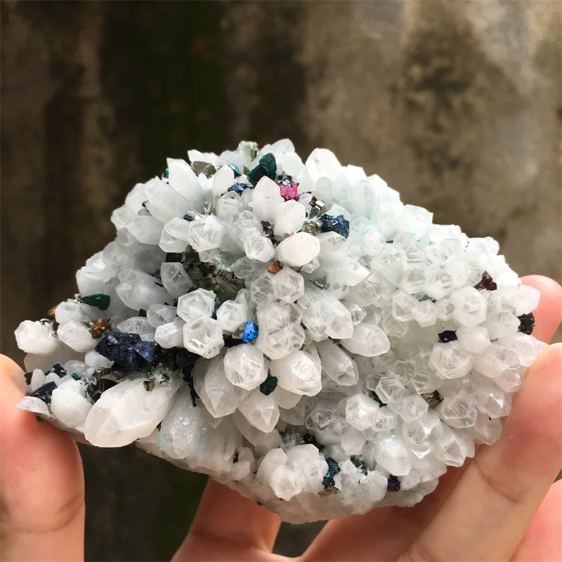 

214 г настоящий натуральный кристаллический кварц и красочный пирит, симбиотический минеральный образец, целебные камни, энергетическая коллекция домашнего декора