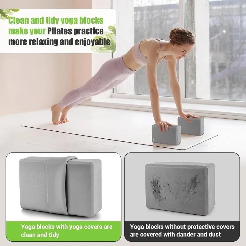 

Yoga Blocks with Silicone Protective Cover, Premium EVA Foam Yoga Block for Yoga, Pilates, Meditation & Stretching, Non-Slip Lig