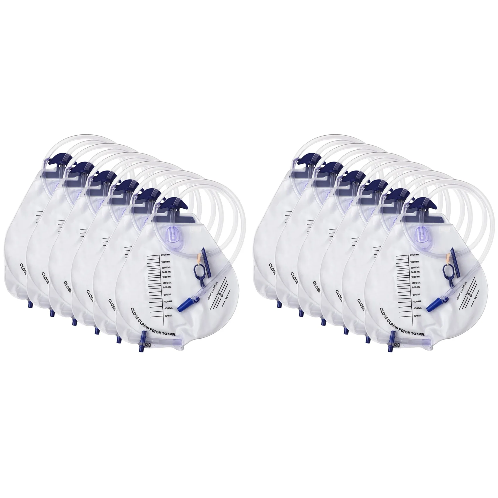 

Мешки для сбора мочи ABZS - 12 шт., 2000 мл, в индивидуальной упаковке, с дренажной трубкой и антирефлюксной камерой